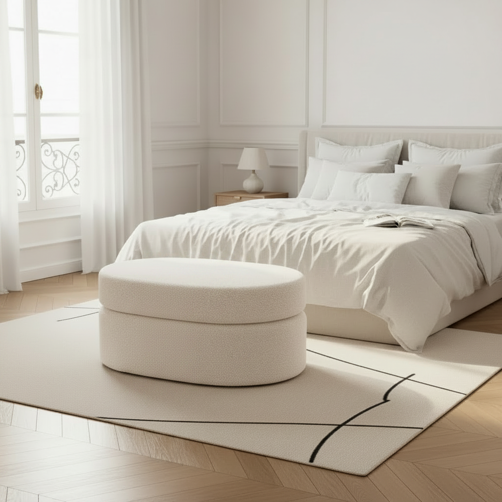 Pouf Coffre "Le Cocon" – Laine Bouclée & Design Circulaire