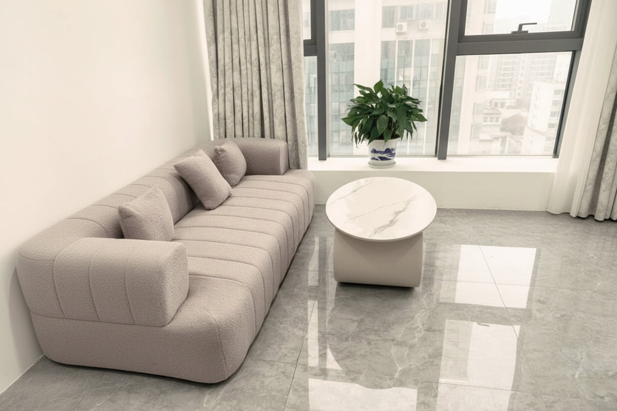 Canapé "Élégance" en Tissu Bouclé – Collection Signature 300cm